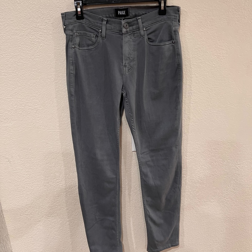 PAIGE Federal Slim Straight Skinny Slate Gray Denim Pants